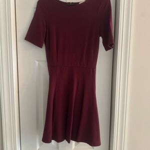 Chic Maroon Short Sleeve Mini Dress